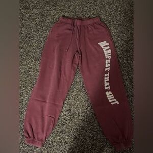 Pink Sweatpants with Bold Text